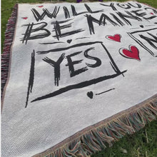 Load and play video in Gallery viewer, Will You Be Mine? Woven Blanket  A Romantic Proposal &amp; Couple Gift
